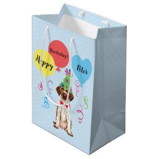 Birthday Party Balloons German Wirehaired Pointer Medium Gift Bag