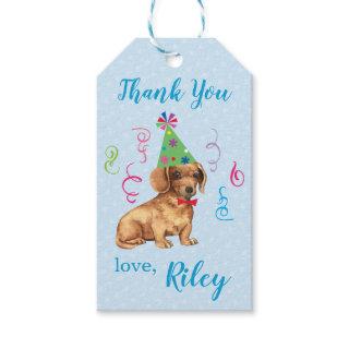 Birthday Party Dachshund Thank You Gift Tags