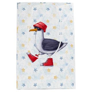 Birthday Party Fun Cute Seagull Bird  Wrapping Pap Medium Gift Bag