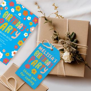 BIRTHDAY PARTY Groovy Handlettered COLORFUL CUSTOM Gift Tags