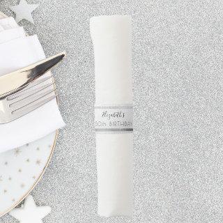 Birthday party silver name script elegant napkin bands