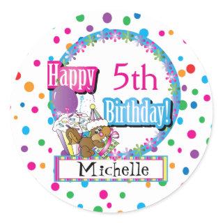 Birthday Party with Cute Cartoon Squirrel  Classic Round Sticker