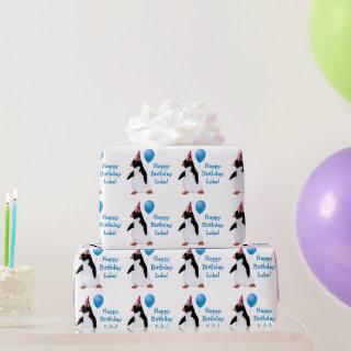 Birthday Penguin Blue Balloon Name