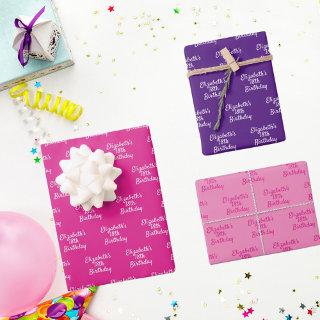 Birthday pink purple name girl  sheets