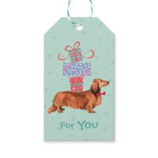 Birthday Presents Longhaired Dachshund Gift Tags