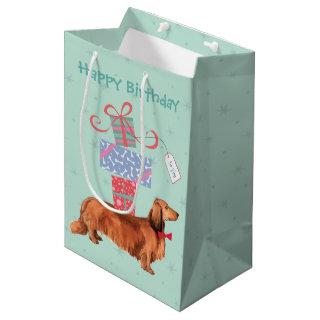 Birthday Presents Longhaired Dachshund Medium Gift Bag
