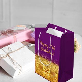 Birthday purple gold elegant medium gift bag