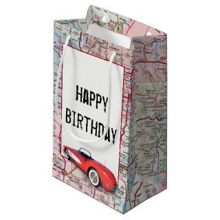 Birthday Retro Buick On Map Small Gift Bag