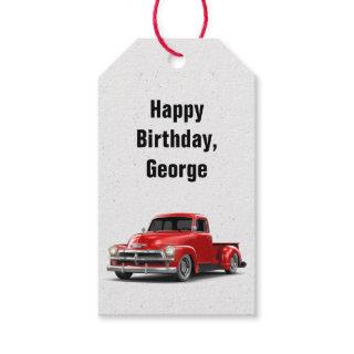Birthday Retro Red Truck Gift Tags