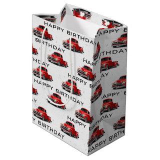 Birthday Retro Red Truck Medium Gift Bag