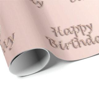 Birthday rose gold pink balloon style fonts text