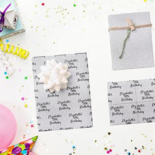 Birthday silver metallic name elegant  sheets