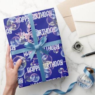 Birthday Soap Bubbles On Blue