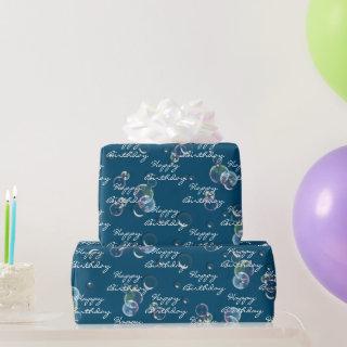 Birthday Soap Bubbles On Blue