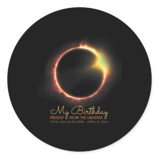 Birthday Solar Eclipse 2024 April 8 Total Eclipse  Classic Round Sticker