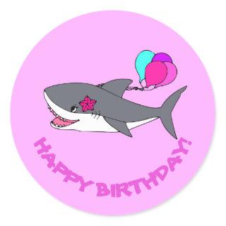 Birthday sticker with cute shark