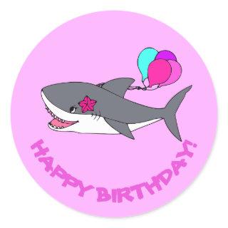 Birthday sticker with cute shark