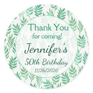 Birthday Thank You Favor Tags Green Nature Plant