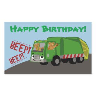 Birthday Trash Truck Rectangular Sticker