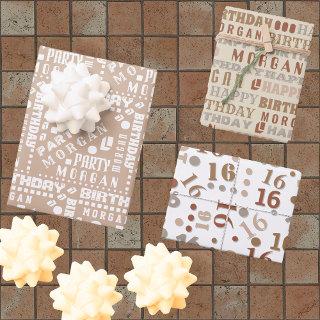 Birthday Typography Neutral Any Age Add Kids Name  Sheets