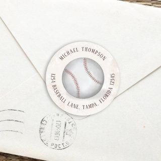 Birthday Vintage Baseball All Star Return Address Classic Round Sticker