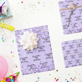 Birthday violet lavender glitter dust name  sheets