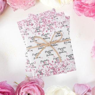 Birthday white blush pink glitter name  sheets