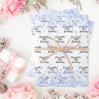 Birthday white light blue confetti sparkle name  sheets