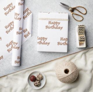 Birthday white rose gold balloon style fonts text