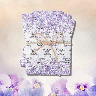 Birthday white violet lavender glitter name  sheets
