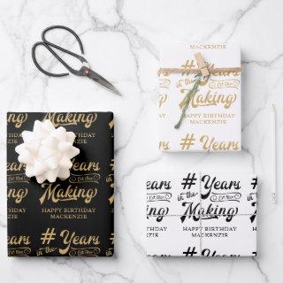 Birthday YEARS IN THE MAKING Script Black Gold  Sheets