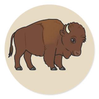 Bison Cartoon Classic Round Sticker