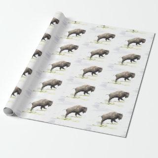 Bison in winter storm