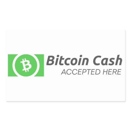 Bitcoin Cash Accepted Here Rectangle Stickers