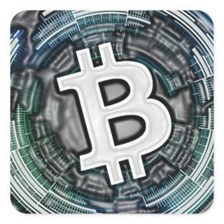 BITCOIN Crypto Coin Logo BTC Cryptocurrency Trader Square Sticker