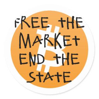Bitcoin - Free the Market End the State Classic Round Sticker