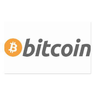Bitcoin logo + text rectangular sticker