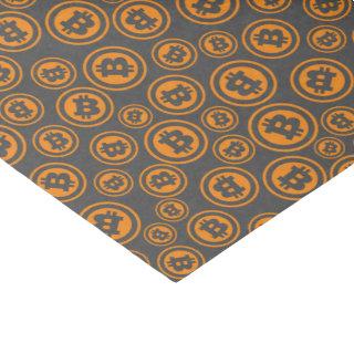 Bitcoin Symbols Orange and Gray Patterned Tissue Paper