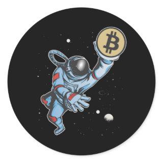 Bitcoin to the moon Astronaut Classic Round Sticker