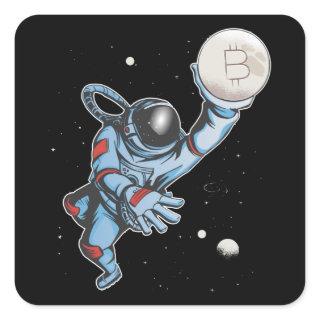 Bitcoin to the moon Astronaut Square Sticker