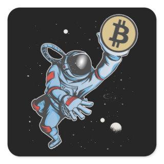 Bitcoin to the moon Astronaut Square Sticker