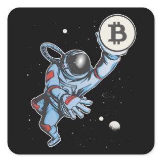 Bitcoin to the moon Astronaut Square Sticker