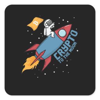 Bitcoin to The Moon Crypto Hype Square Sticker