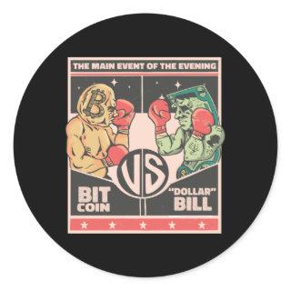 Bitcoin vs Dollar Bill Funny BTC Crypto Classic Round Sticker