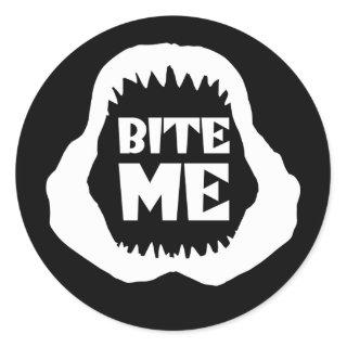 Bite me Quote - Shark Jaws Classic Round Sticker
