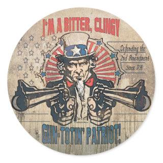 Bitter, Clingy Gun Toting Patriot Classic Round Sticker