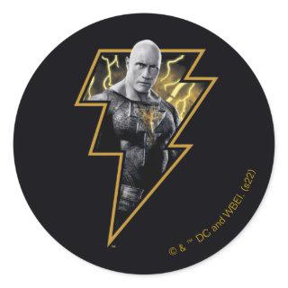 Black Adam Gray and Gold Lightning Graphic Classic Round Sticker