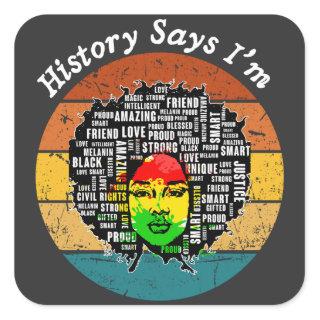 Black Afro Woman Melanin Girl Black History Month Square Sticker