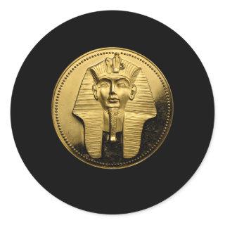 Black Ancient Egyptian Golden Pharoah Coin King Tu Classic Round Sticker