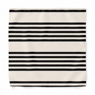 Black and beige five stripe pattern bandana